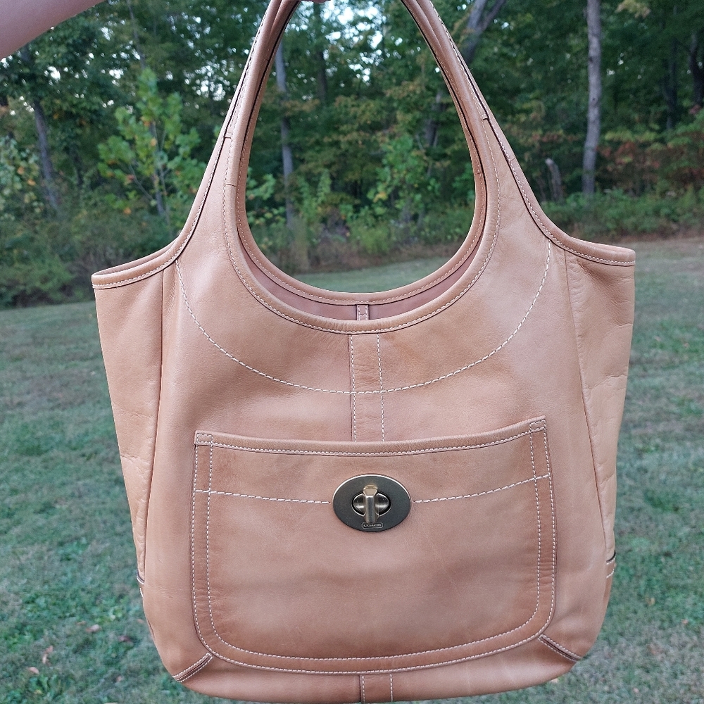 Coach 2007 65th Anniversary Legacy Stripe XL Ergo Tote 10744 British Tan